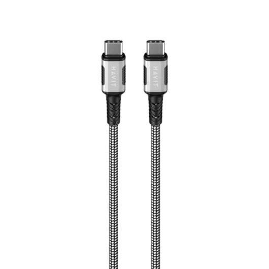 Câble USB C Havit 6939119077549 1 m Noir Argent Blanc Power Delivery 60 W