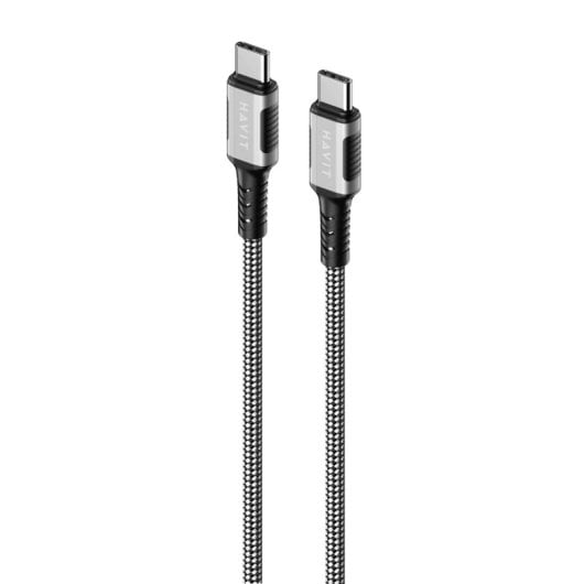 Câble USB C Havit 6939119077549 1 m Noir Argent Blanc Power Delivery 60 W