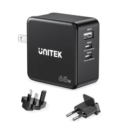 Fuente de Alimentación UNITEK 65W GaN Power Delivery Modelo P1117B Carga Rápida Universal
