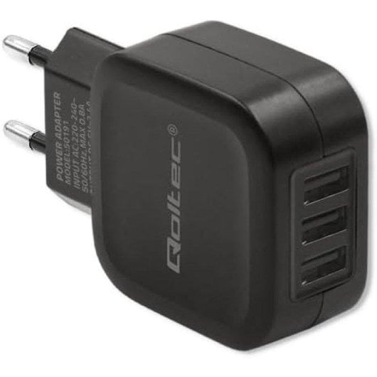 Qoltec 50191 Carregador Universal Interior 3x USB Tipo C 17W Preto