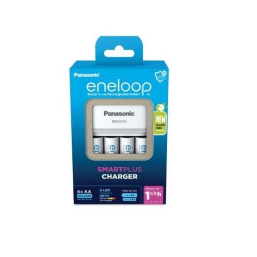 Carregador de Pilhas Panasonic BQ-CC55 AA AAA 4 Pilhas Incluídas Branco