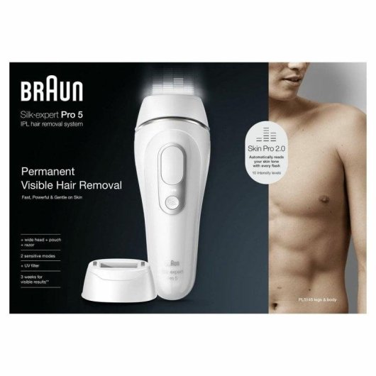 Épilateur Lumière Pulsée Braun Silk-expert Pro PL5145 10 Niveaux Compact Capteur Peau