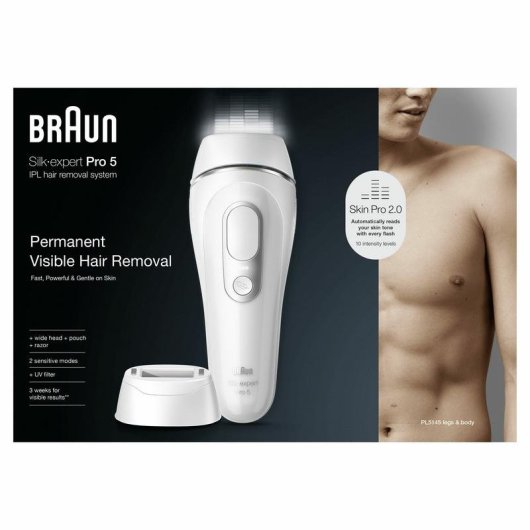 Épilateur Lumière Pulsée Braun Silk-expert Pro PL5145 10 Niveaux Compact Capteur Peau