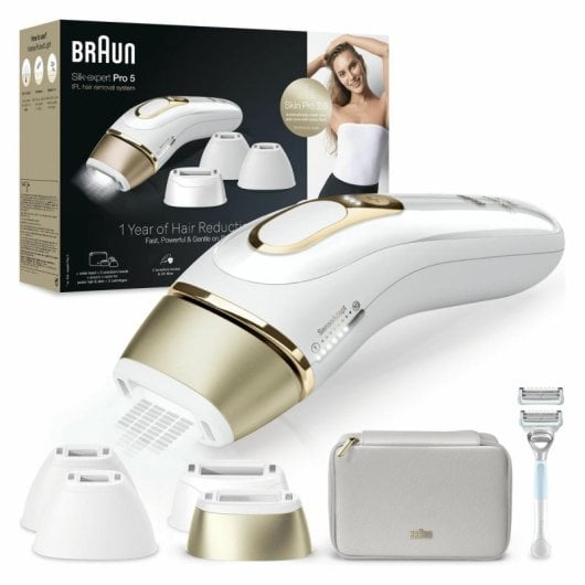 IPL Haarentfernungsgerät Braun Silk-expert Pro PL5356 Gold Weiß 10 Intensitätsstufen