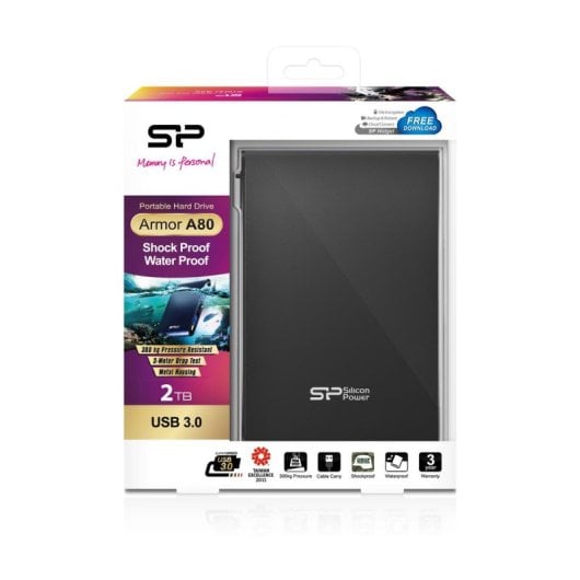 Disco Duro Silicon Power Armor A80 2TB HDD 5000 Mbps Resistente Agua y Golpes