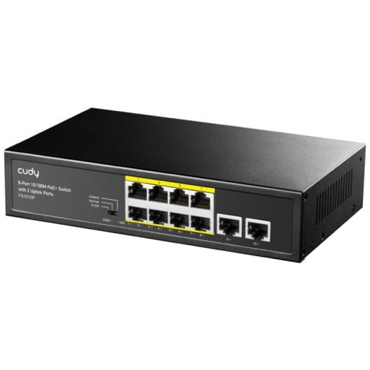 Switch Cudy FS1010P 8 Puertos Fast Ethernet PoE Metal Sin Ventilador