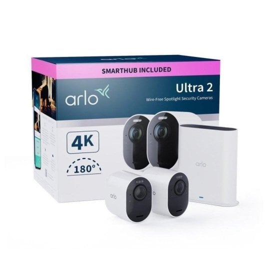 Caméra de surveillance ARLO Ultra2 4K Vision Nocturne Intérieur et Extérieur Contrôle Vocal Audio Bidirectionnel