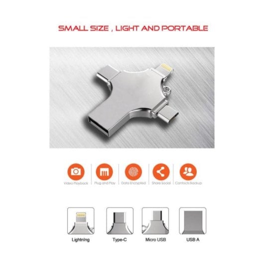 Pendrive Apple 128GB USB 3.0 Multiporte Apple Micro Tipo-C Argento