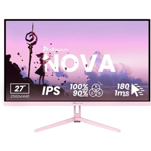 Monitor Arozzi Nova 27 27" Quad HD 180Hz IPS Tempo de Resposta 1ms Altifalantes Rosa