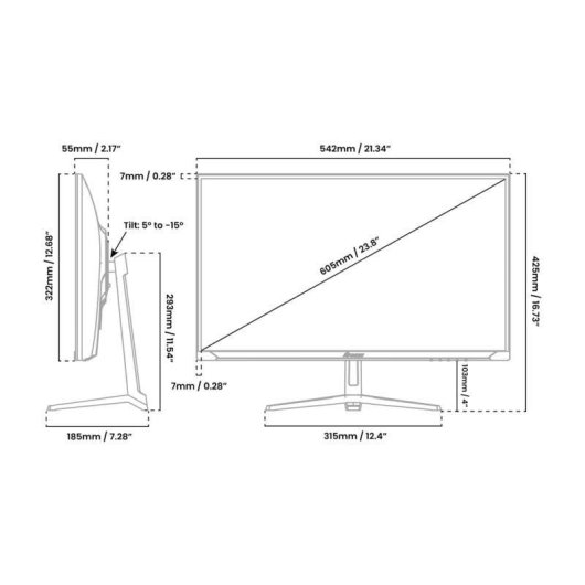Monitor Arozzi Nova 24" FullHD 200Hz IPS 1ms Altavoces Integrados