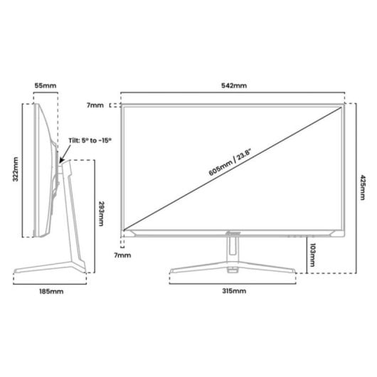 Monitor Arozzi Nova 24" FullHD 200Hz IPS 1ms Altavoces Integrados
