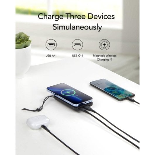 Powerbank Veger MagOn W1151-B 10000mAh Magnética Wireless 22,5W Preto/Branco