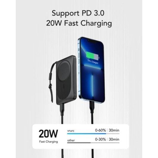 Powerbank Veger MagOn W1151-B 10000mAh Magnética Wireless 22,5W Preto/Branco
