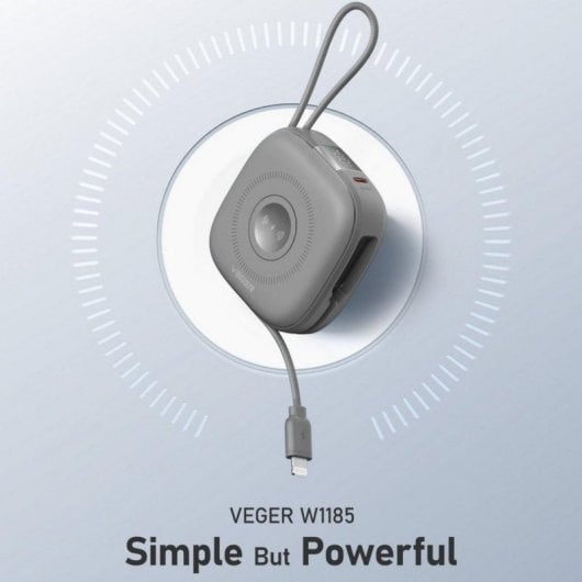Power Bank Veger VN 1185 10000mAh Compacta Wireless 22,5W USB-C Lightning