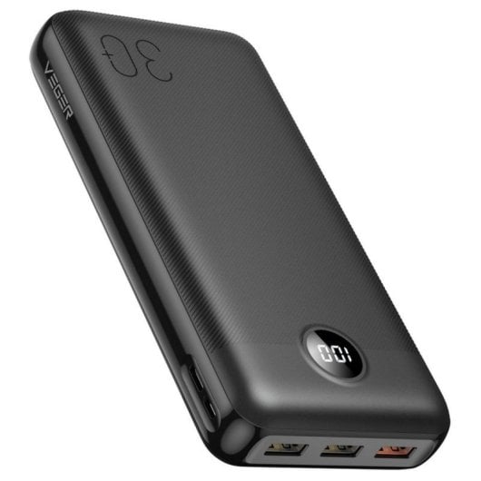 Powerbank Veger L30 30000mAh Carga Rápida 20W LCD Negro