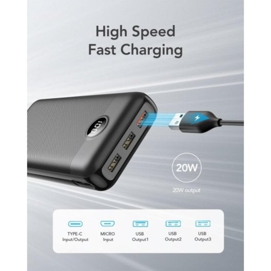 Powerbank Veger L30 30000mAh Carga Rápida 20W LCD Negro
