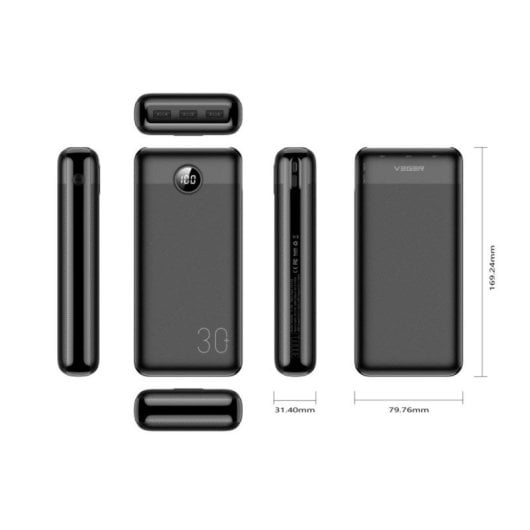 Powerbank Veger L30 30000mAh Carga Rápida 20W LCD Negro