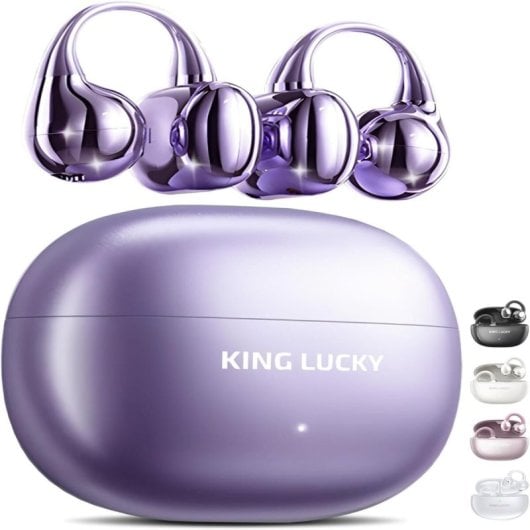 Auriculaires Kinglucky Clip-on sans fil Bluetooth 5.4, sport et appels, réduction de bruit, violets