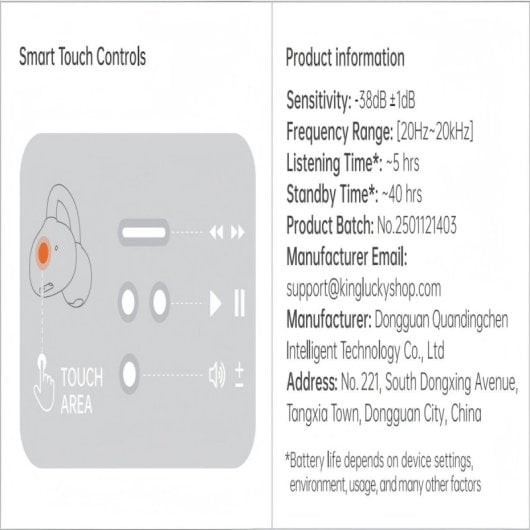 Auriculaires Kinglucky Clip-on sans fil Bluetooth 5.4, sport et appels, réduction de bruit, violets