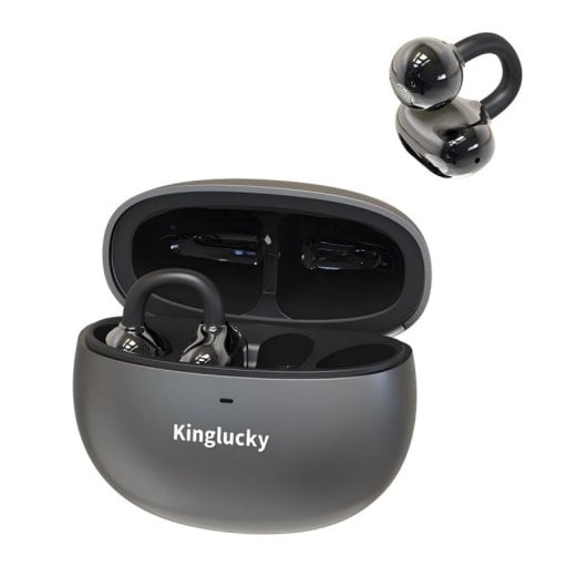 Auriculaires Kinglucky Clip-on Intra-auriculaires sans fil Bluetooth 5.4 avec Réduction de Bruit et Micro, IPX5, Noir