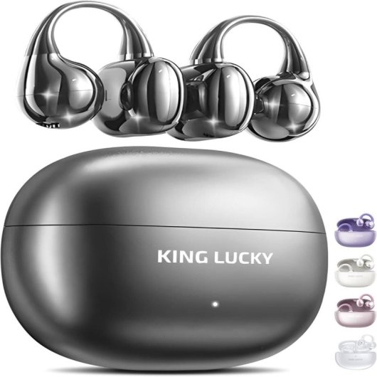 Auriculaires Kinglucky Clip-on Intra-auriculaires sans fil Bluetooth 5.4 avec Réduction de Bruit et Micro, IPX5, Noir