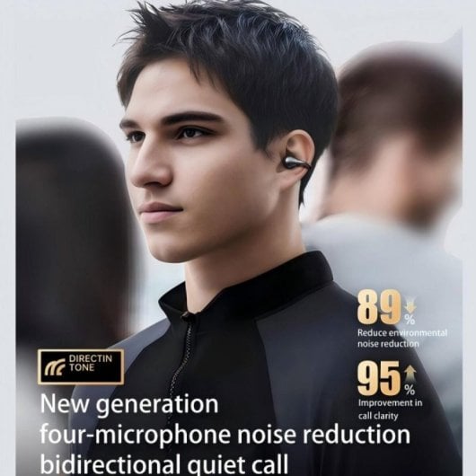 Auriculares Kinglucky Clip-on Inalámbricos Bluetooth con Cancelación de Ruido, Micrófono e Impermeables IPX5, color negr