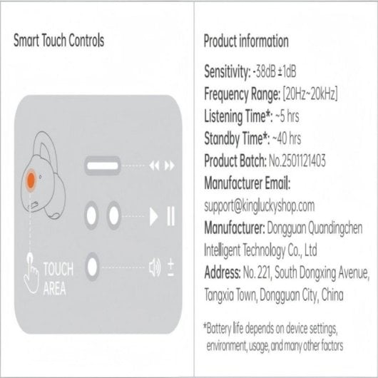 Auriculares Kinglucky Clip-on Inalámbricos Bluetooth con Cancelación de Ruido, Micrófono e Impermeables IPX5, color negr