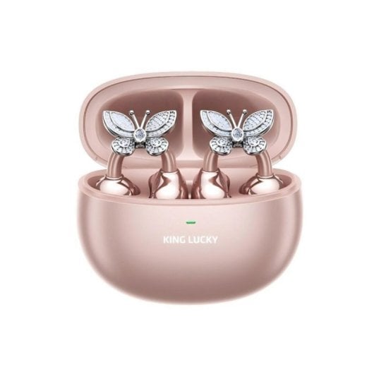 Auriculaires Kinglucky intra-auriculaires Bluetooth avec Réduction de Bruit, Micro, IPX4, Rose et Argent