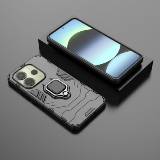 Funda para móvel Max Power Digital Magnética Anti-impacto Silicone Preto com Anel para Xiaomi Redmi Note 14 4G