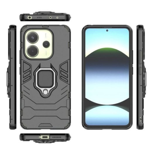 Funda para móvel Max Power Digital Magnética Anti-impacto Silicone Preto com Anel para Xiaomi Redmi Note 14 4G