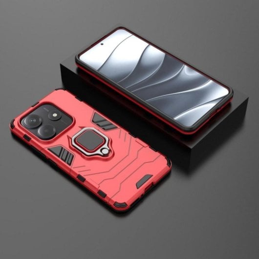 Funda para móvil Max Power Digital Magnética Anel Silicone Policarbonato Vermelha com Suporte para Xiaomi Redmi Note 14 5G