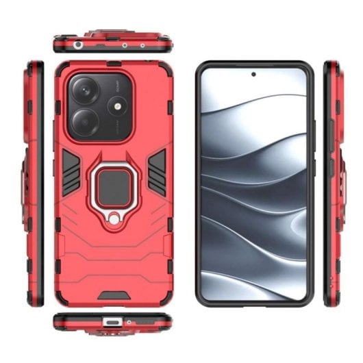 Funda para móvil Max Power Digital Magnética Anel Silicone Policarbonato Vermelha com Suporte para Xiaomi Redmi Note 14 5G
