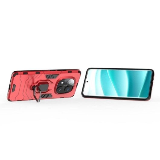 Funda para móvil Max Power Digital Magnética Anillo Doble Capa Silicona Roja para Xiaomi Redmi Note 14 Pro 5G