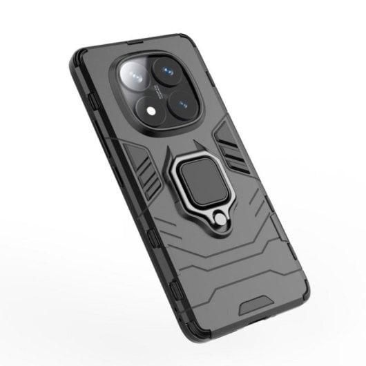 Funda para móvil Max Power Digital Magnética Anillo Doble Capa Silicona Roja para Xiaomi Redmi Note 14 Pro 5G