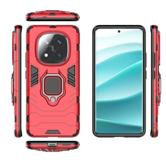 Funda para móvil Max Power Digital Magnética Anillo Silicona Negra Antigolpes para Xiaomi Redmi Note 14 Pro Plus