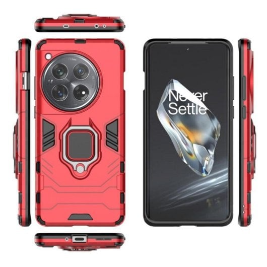 Custodia per smartphone Max Power Digital Magnetica Silicone PC Anello Rosso per Oneplus 12