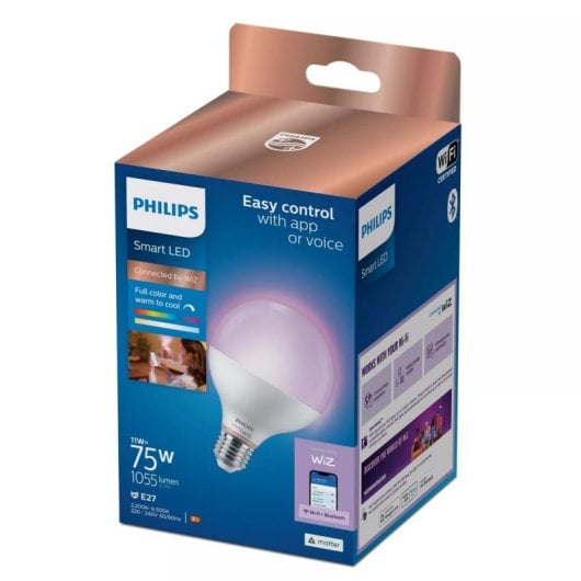 Lâmpada Inteligente Philips G95 E27 Wi-Fi/Bluetooth RGB Regulável 11W 1055lm