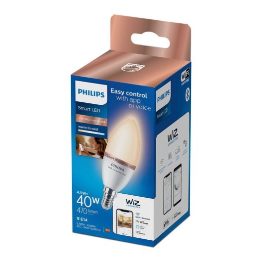 Lâmpada Inteligente Philips Vela C37 E14 4,9W Branco Regulável SpaceSense