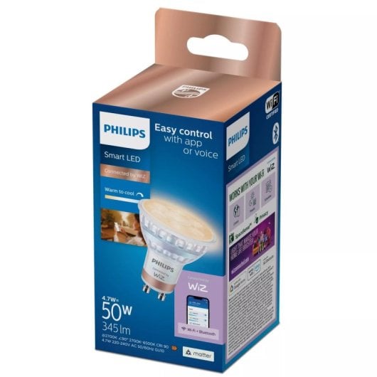 Smart Bulb Philips PHI WFB 50W GU10 Glas 345lm Wi-Fi Bluetooth dimmbar