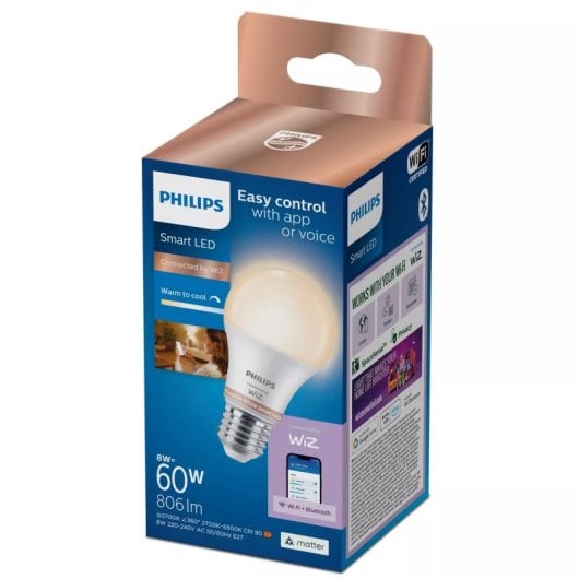 Bombilla Inteligente Philips A60 E27 Wi-Fi Bluetooth 806lm Regulable Mate