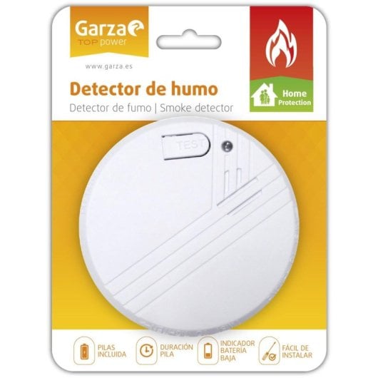 Detector de humo Garza fotoeléctrico con alarma sonora 85 dB y LED indicador