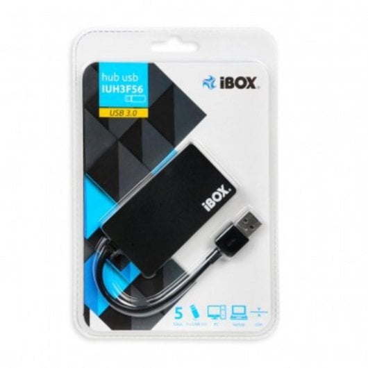 Hub iBox 4 Ports 5 Gbit/s IUH3F56 USB 3.2 Gen 1 Extra DC-Eingang Schwarz
