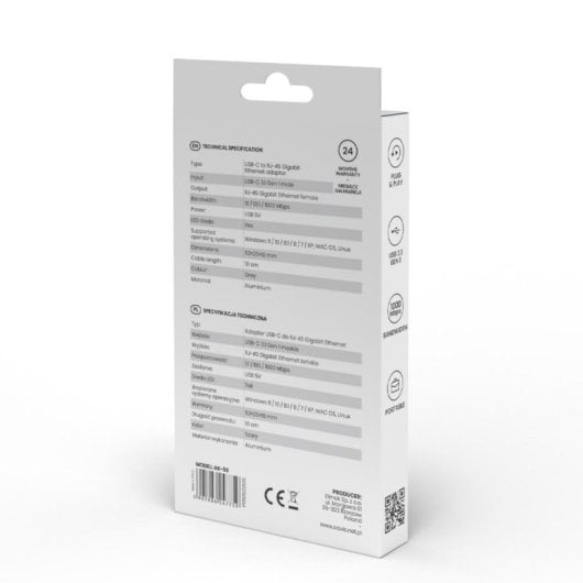 Adaptador Savio AK-56 USB-C 3.1 Gen 1 para RJ-45 Ethernet Gigabit