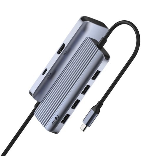 Hub Cudy 6 puertos 5000 Mbit/s UH500 HDMI USB-C y USB-A aluminio