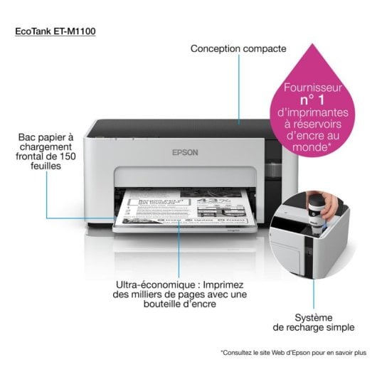 Epson EcoTank M1100 Impressora Monocromática Injeção de Tinta com USB e Tanque de Tinta