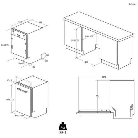 Lave-vaisselle Candy CDIH 2D949 9 couverts E intégré Silence 49 dB Paniers modulables