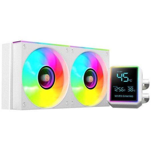 Flüssigkeitskühlung Mars Gaming ML-LCDPRO240 240mm 2 Lüfter ARGB Weiß