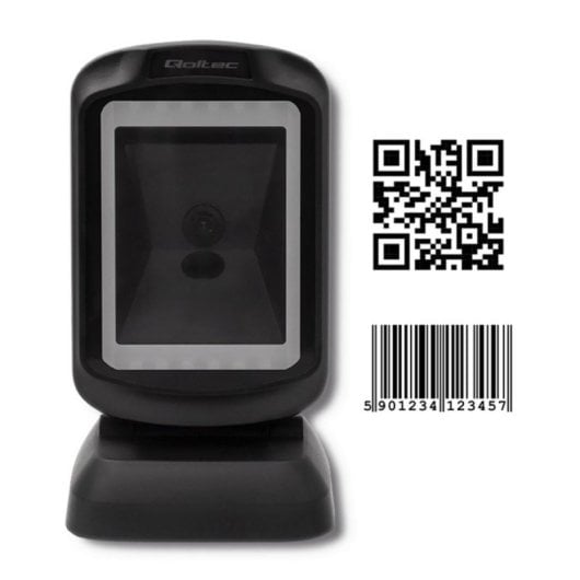 Lector de códigos de barras Qoltec 50864 fijo 1D/2D LED USB 1,8 m ABS