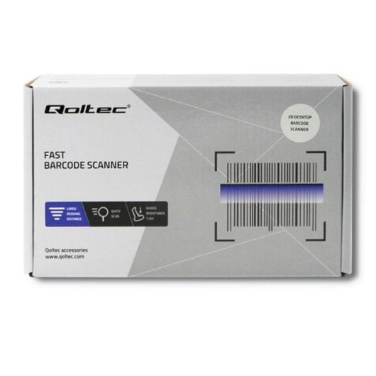 Lector de códigos de barras Qoltec 50864 fijo 1D/2D LED USB 1,8 m ABS