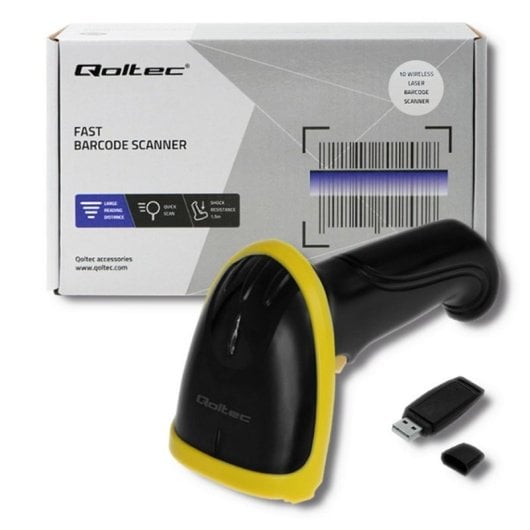 Lecteur de codes-barres Qoltec 50862 1D Laser Sans fil 100 m USB